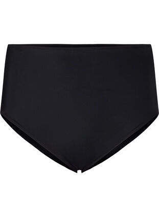 Ensfarvet bikinitrusse med høj talje, Black, Packshot image number 0
