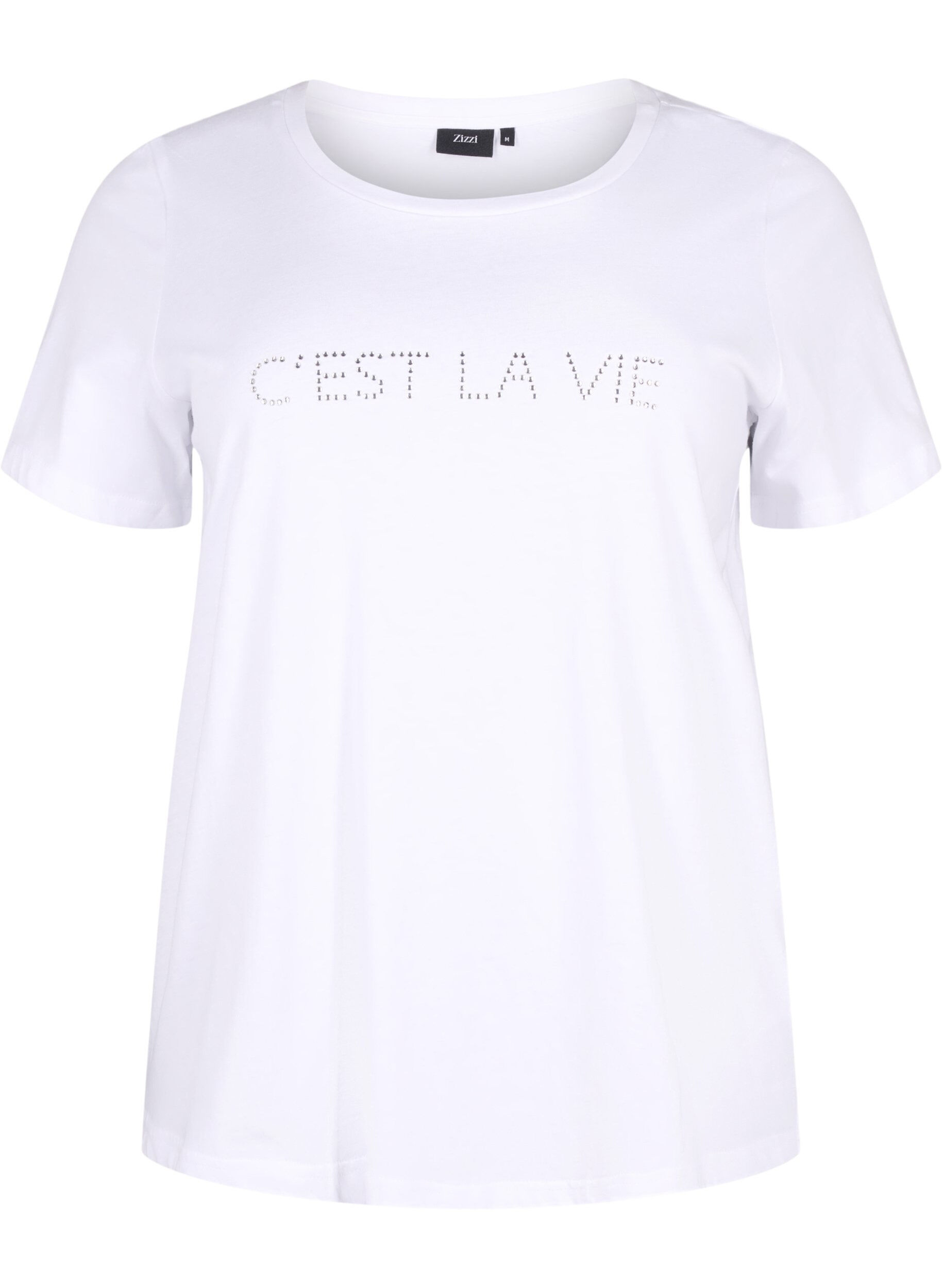 Zizzi T-shirt med rhinesten, B.White W.Rhinestone, Packshot image number 0