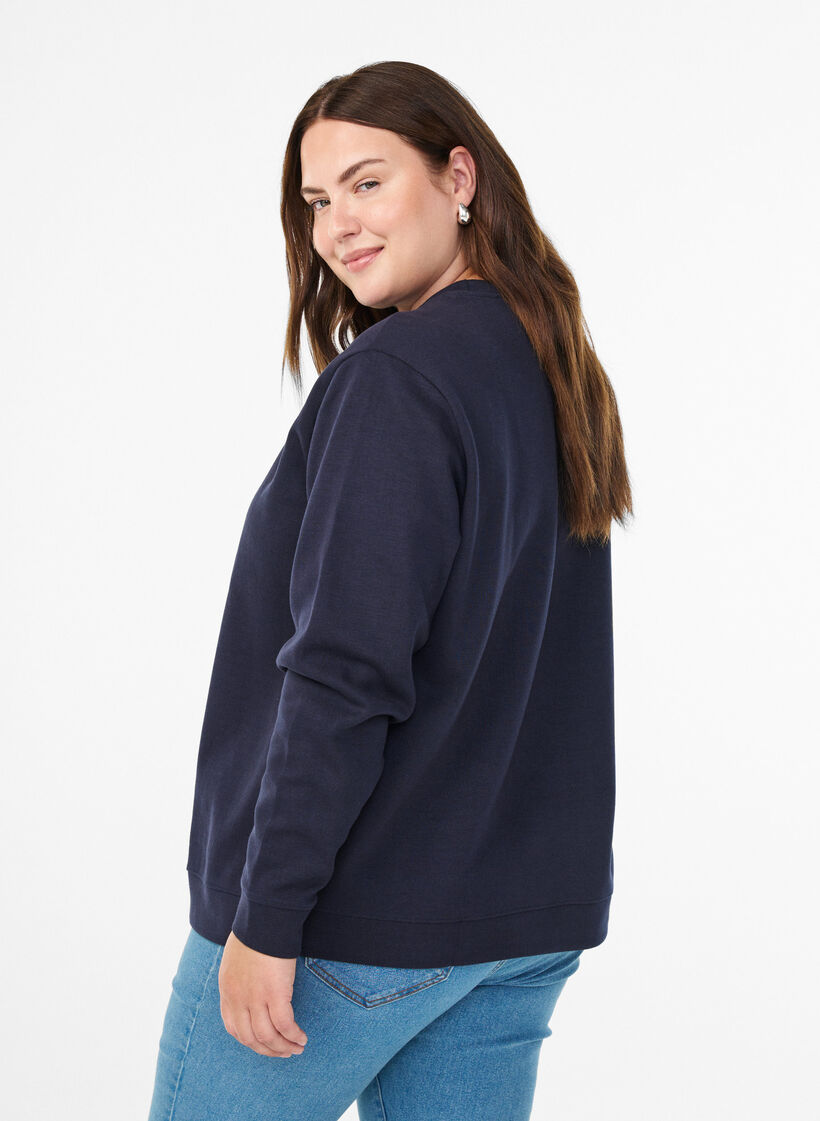 Sweatshirt med rund hals , Bl&aring;, Model image number 2