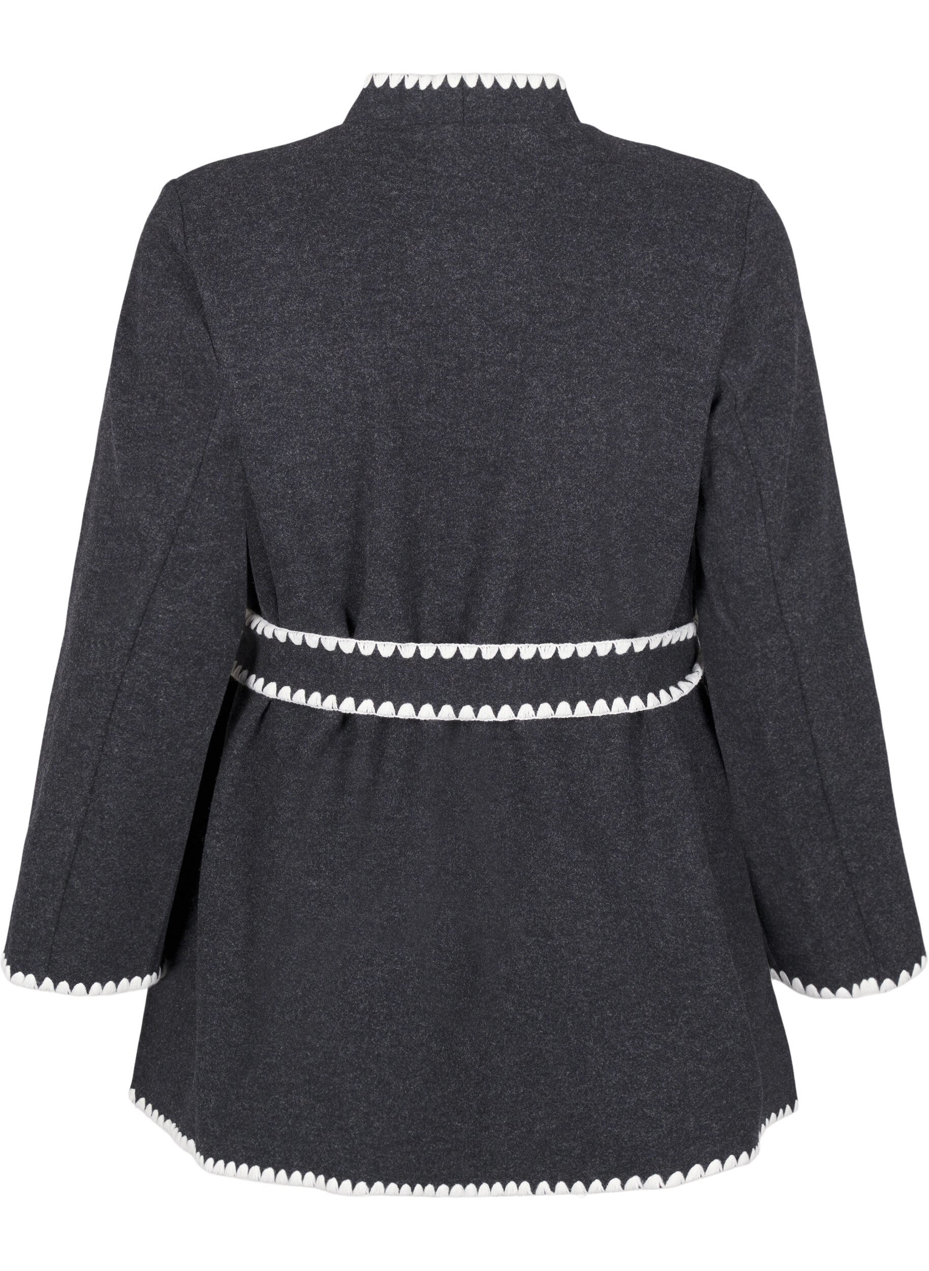 Zizzi Let frakke med kontrastfarvede kanter, Dark Grey Melange, Packshot image number 1