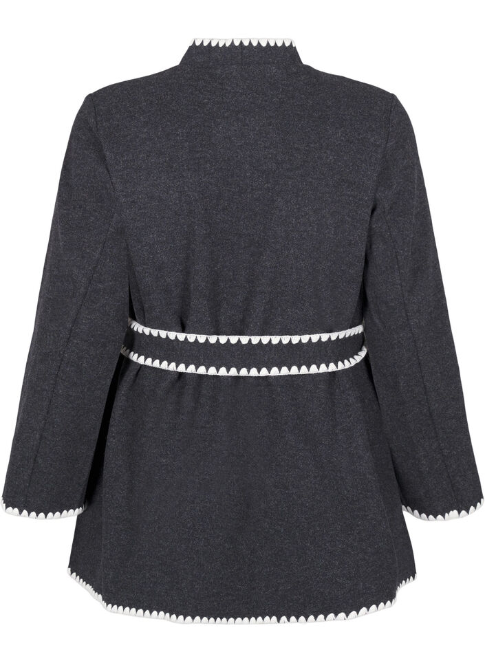 Let frakke med kontrastfarvede kanter, Dark Grey Melange, Packshot image number 1