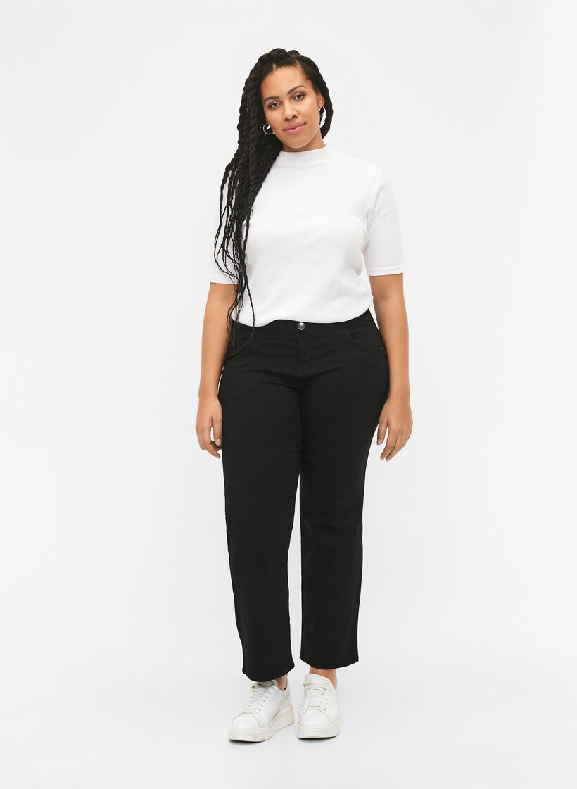 Regular fit Gemma jeans med høj talje, Black, Model image number 0