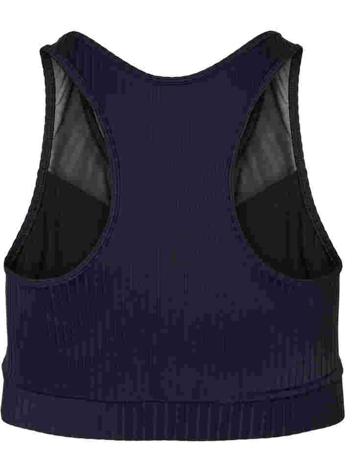 Bikini top i rib med mesh , Black, Packshot image number 1