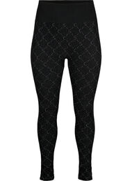 Seamless leggings med sølvfarvet mønster, Black