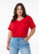 Kort&aelig;rmet basis t-shirt med v-hals, R&oslash;d, Model image number 0