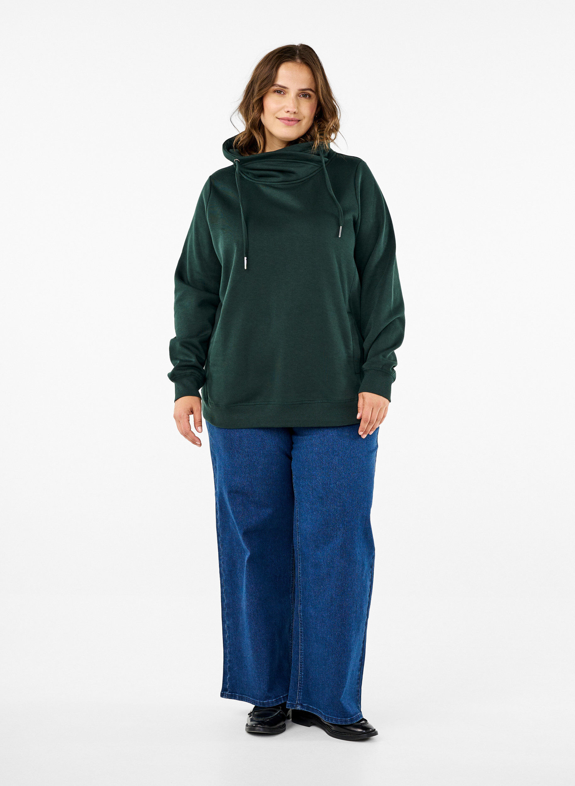 Zizzi FLASH - Sweatshirt med h&oslash;j krave, Scarab, Model image number 2