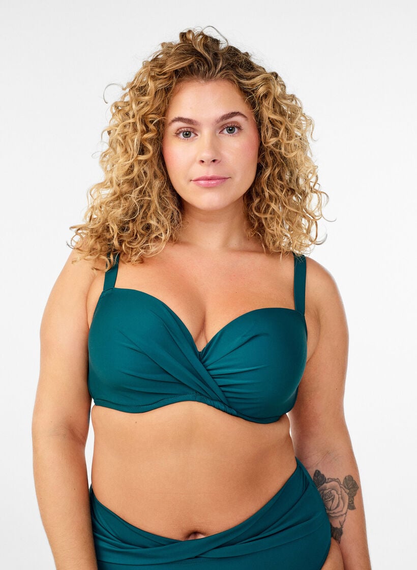 Bikini bh med b&oslash;jle og drapering, Gr&oslash;n, Model image number 0