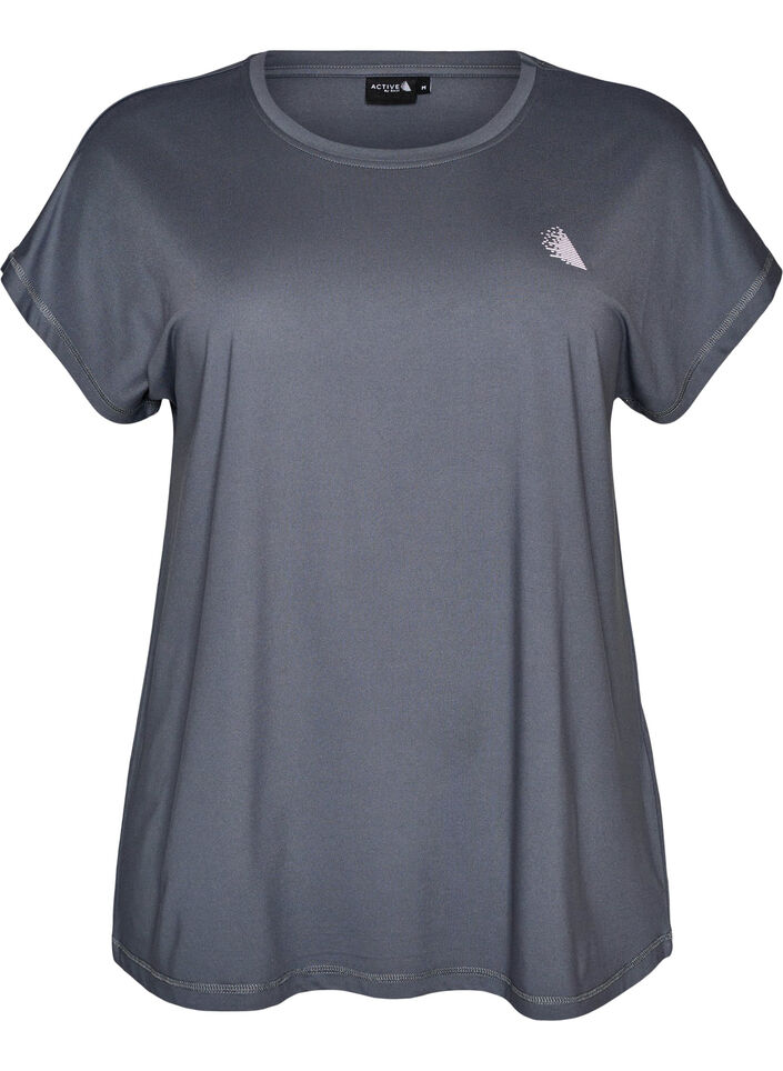 Ensfarvet tr&aelig;nings t-shirt, Gr&aring;, Packshot image number 0