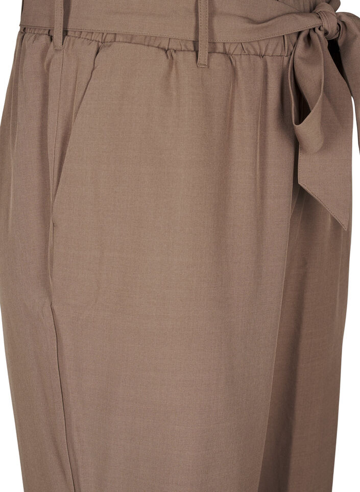 Højtaljede bukser med flæser og bindebånd, Walnut Melange, Packshot image number 2