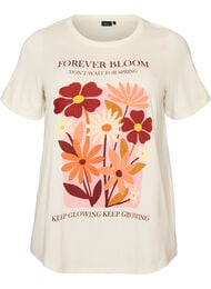 T-shirt i bomuld med printmotiv, Vanilla