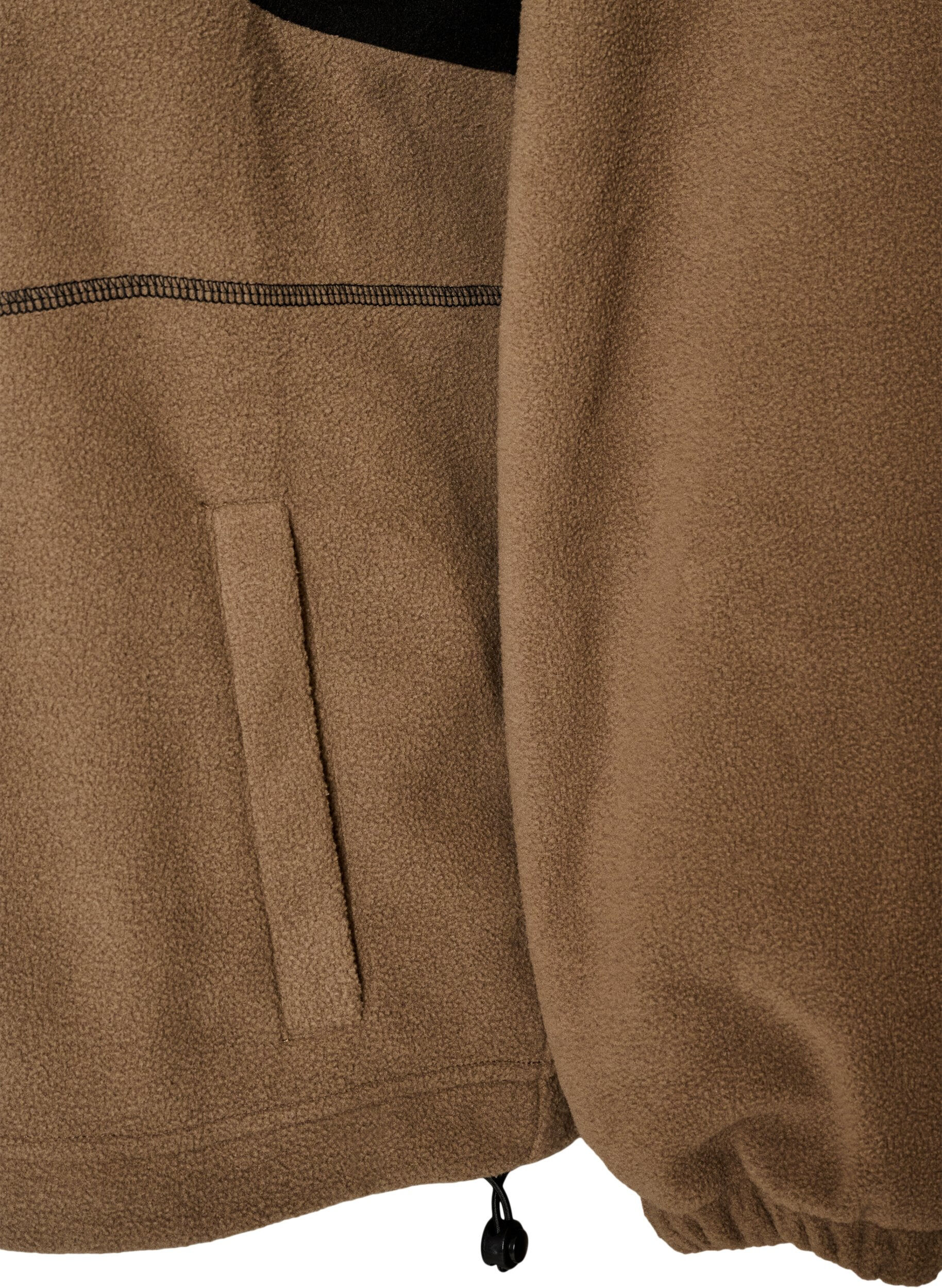 ZizziFleeceanorak med h&aelig;tte og kontrastpanel, Brun, Packshot image number 3