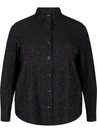 Skjortejakke i viskose med tone-i-tone mønster, Black
