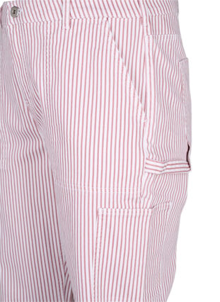 Stribede cargo jeans med straight fit, Rose White Stripe, Packshot image number 2