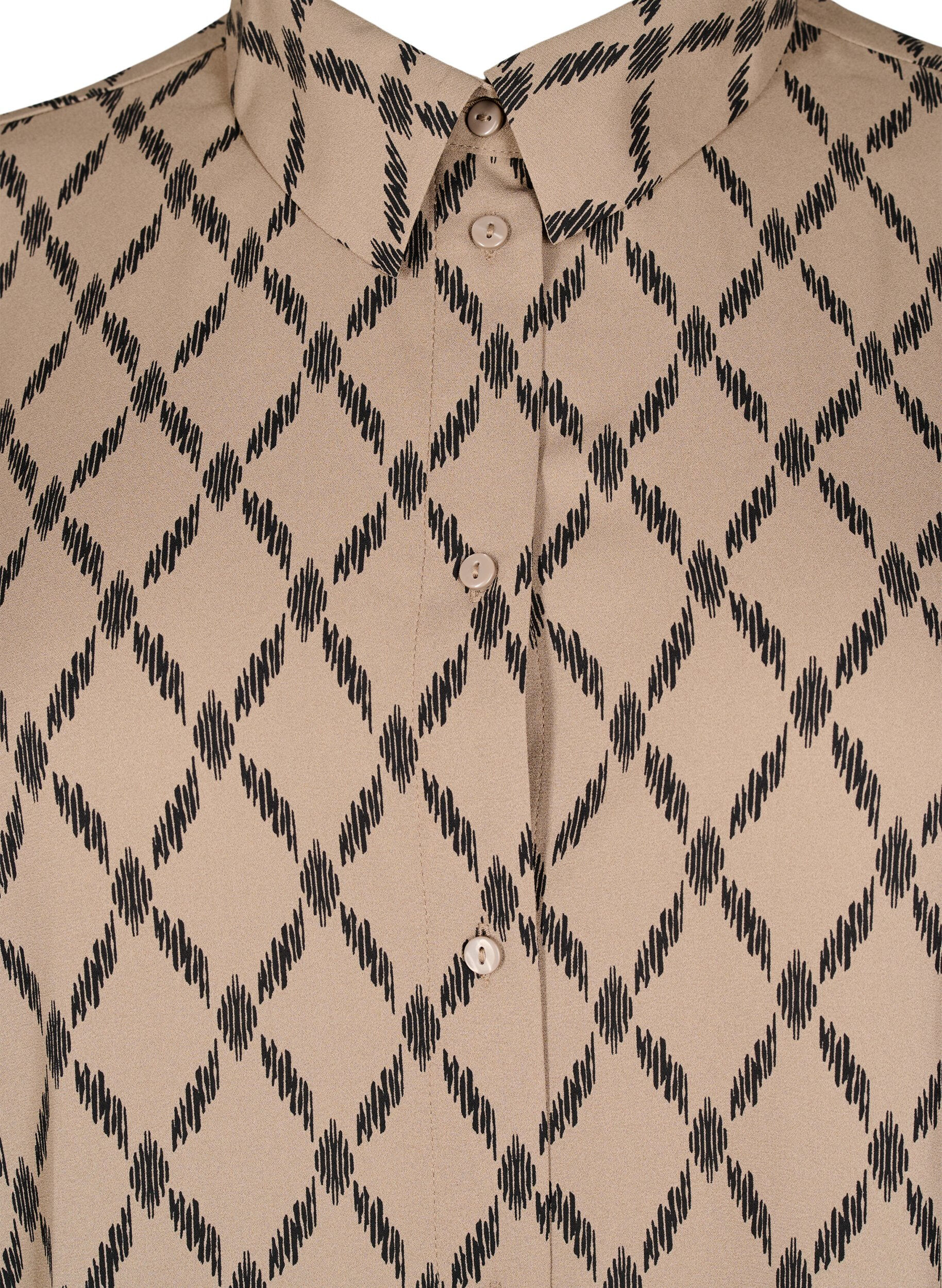 Zizzi M&oslash;nstret skjorte med lange &aelig;rmer, Grafic AOP, Packshot image number 2