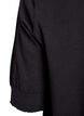 Finstrikket bluse med korte &aelig;rmer, Sort, Packshot image number 3