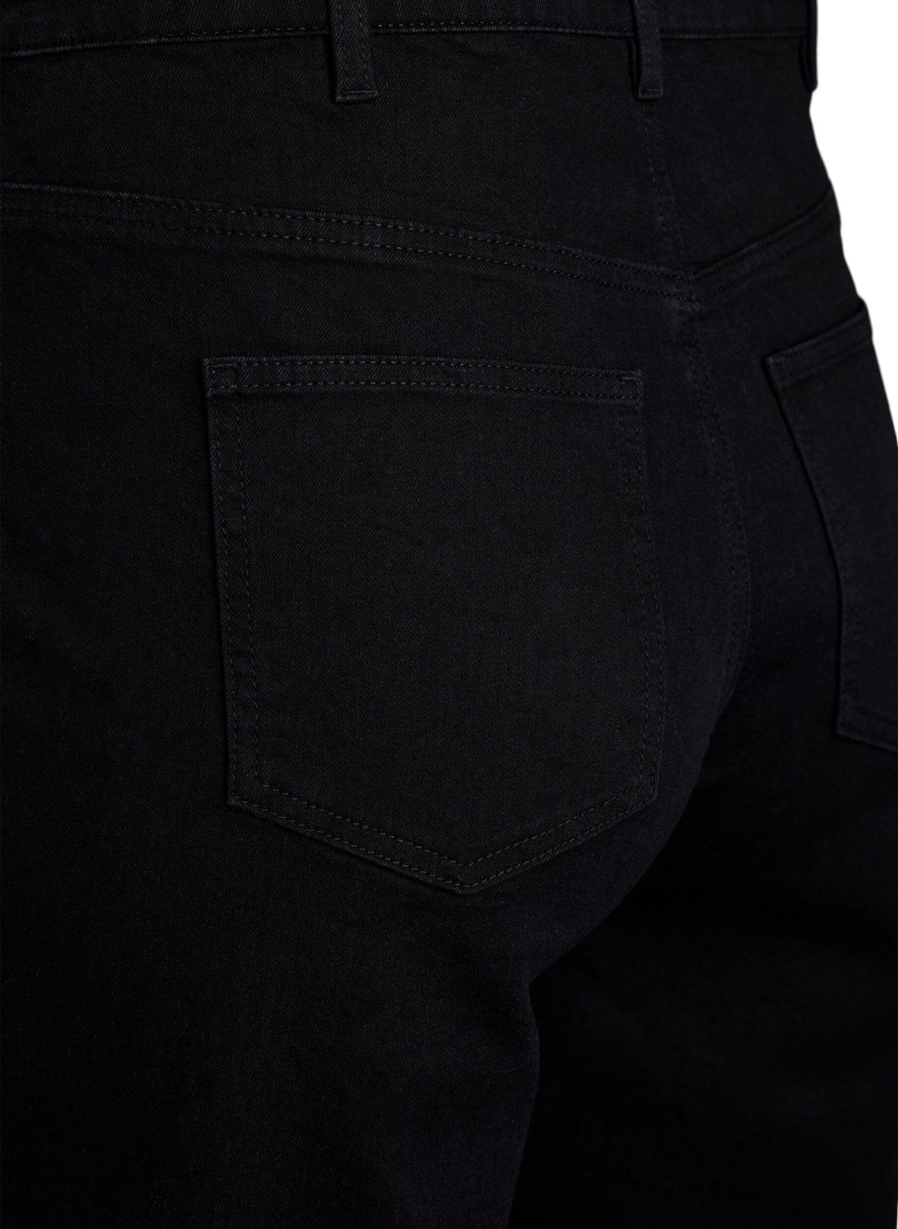 ZizziL&oslash;se denimshorts med h&oslash;j talje, Sort, Packshot image number 3