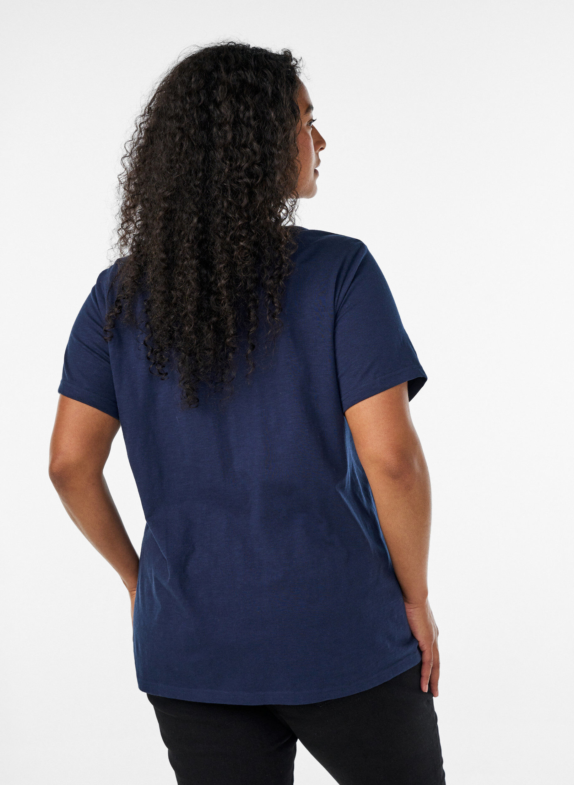 ZizziT-shirt med knapdetalje, Bl&aring;, Model image number 2