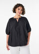 Skjortebluse med knaplukning og bindeb&aring;nd, Sort, Model image number 0