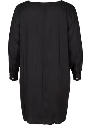 Langærmet kjole i viskose, Black, Packshot image number 1