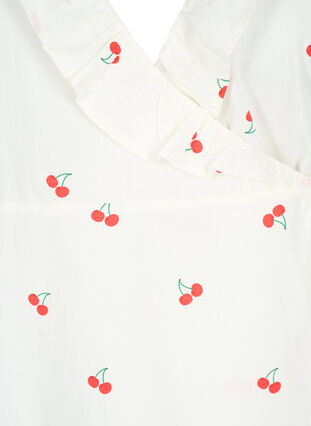 Wrapbluse i bomuld med blomsterprint, B. White/Cherry, Packshot image number 2