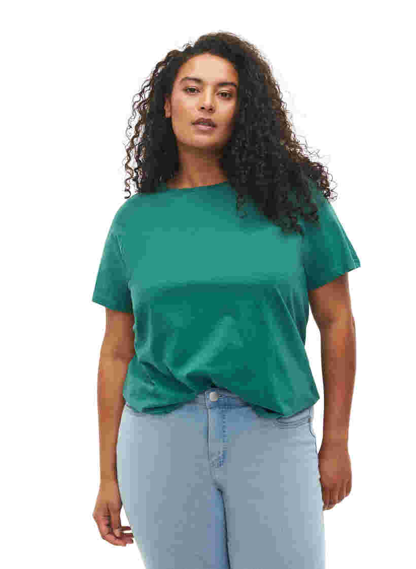 2-pak basis t-shirt i bomuld, Antique Green/Black, Model image number 0
