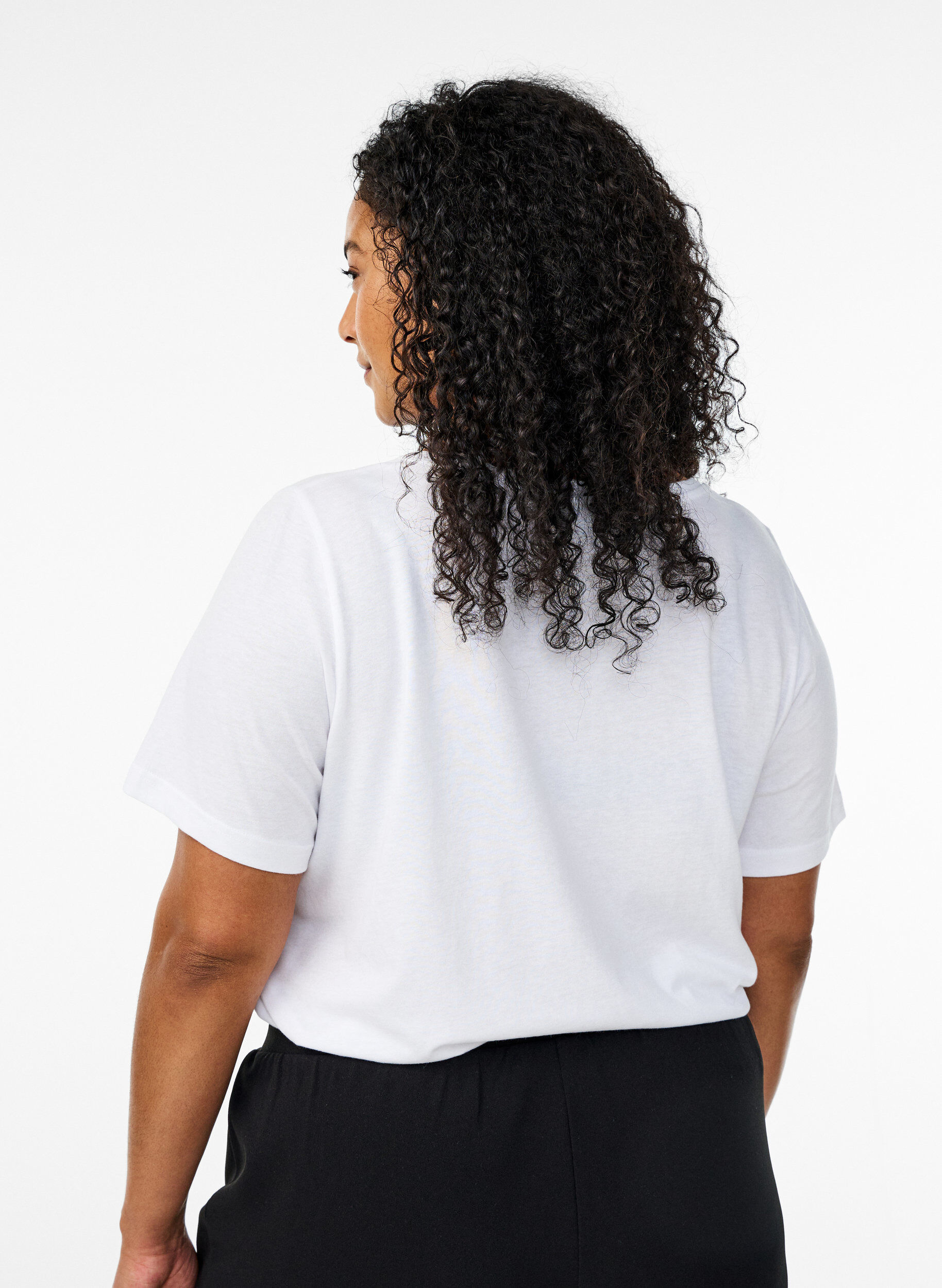 Zizzi FLASH - 2-pak t-shirts med rund hals, Black/White, Model image number 1