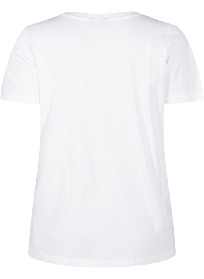 T-shirt i bomuld med similisten, Bright White, Packshot image number 1