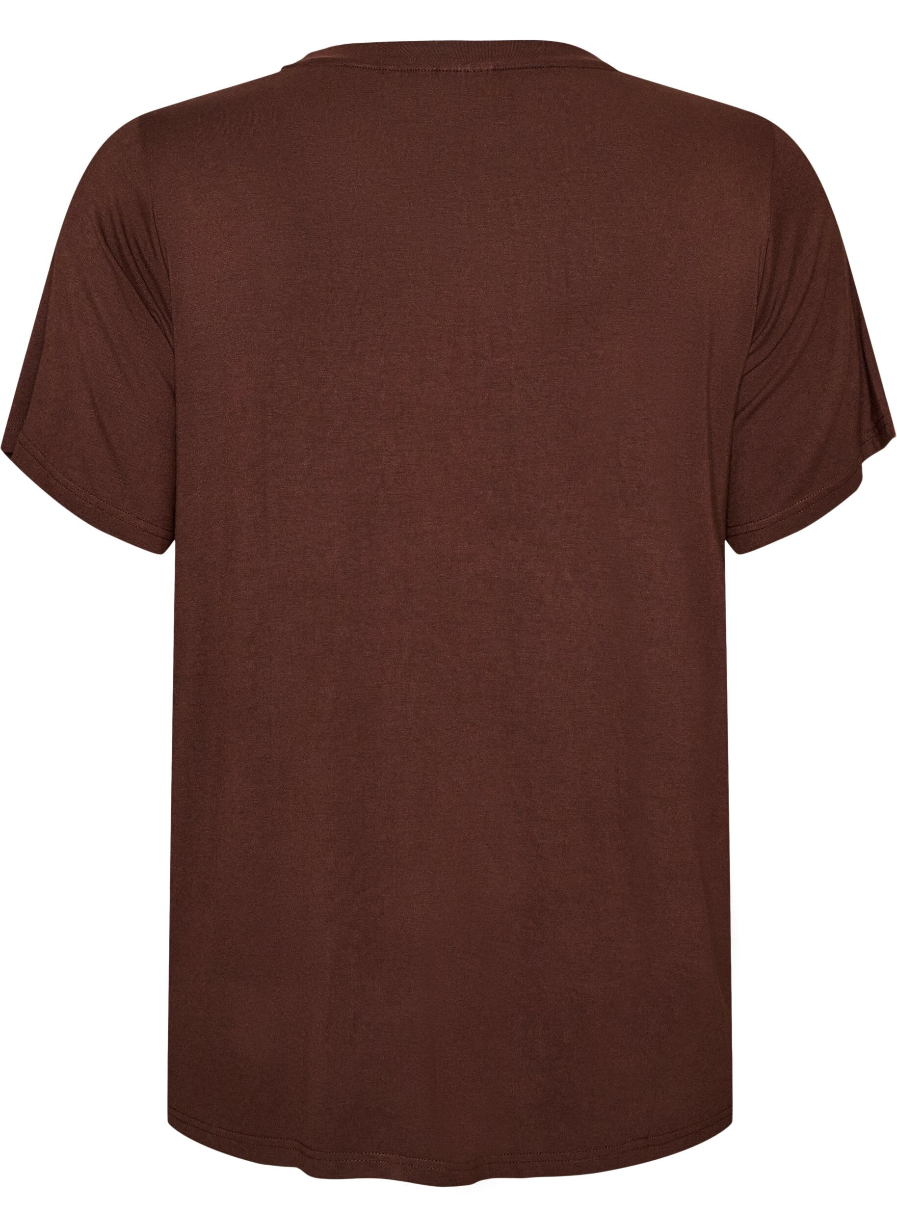 ZizziT-shirt i viskose med rhinsten, Brun, Packshot image number 1