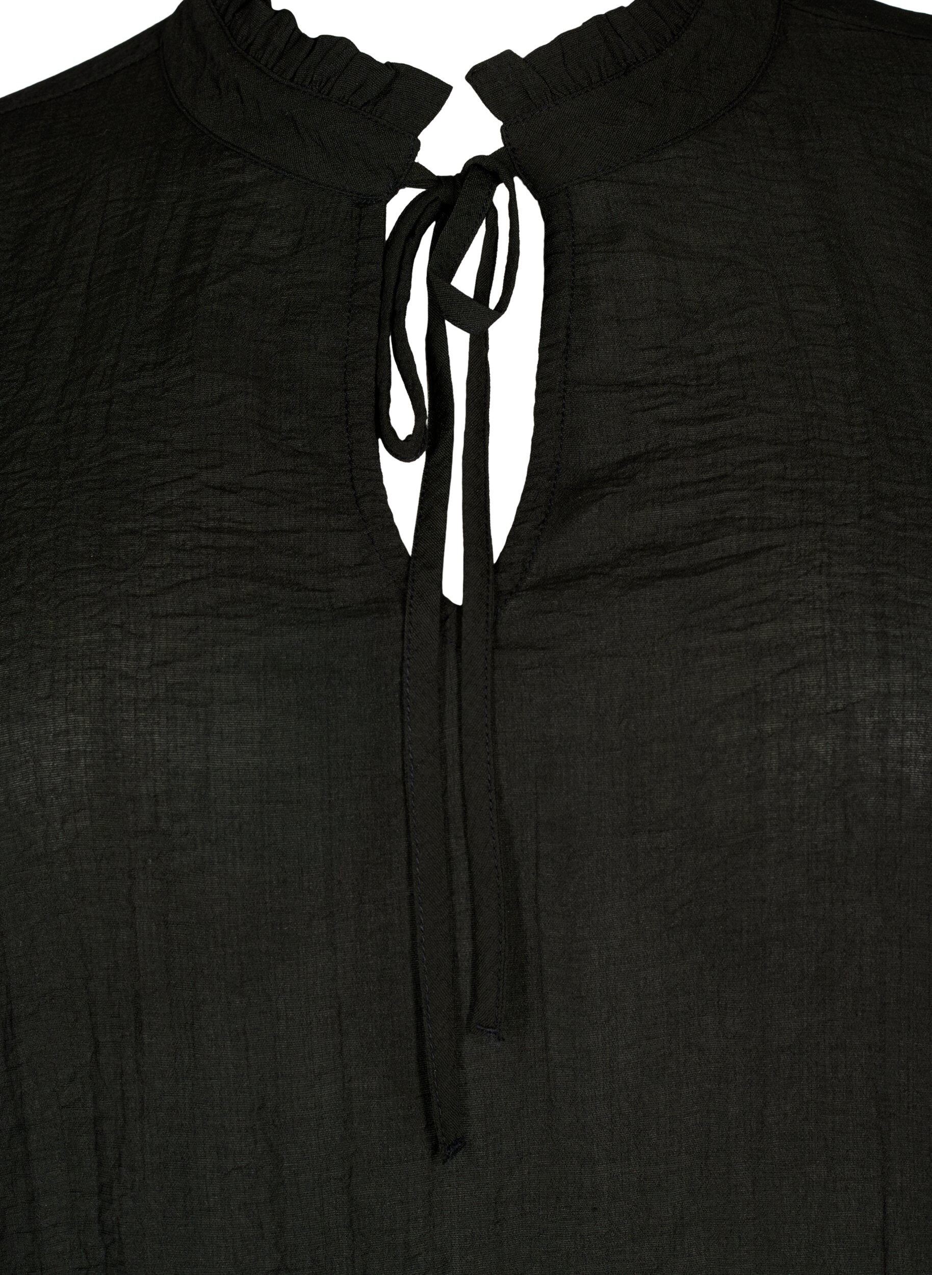 Zizzi Viskose bluse med peplum, Sort, Packshot image number 2