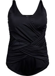Badedragt med draperet krydsdetalje, Sort