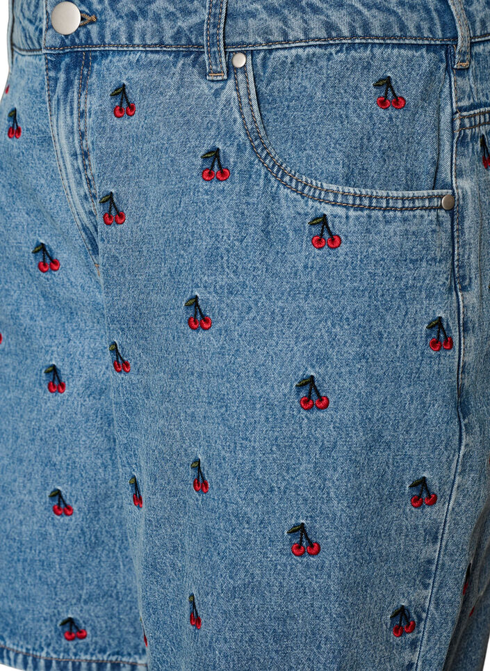 Denim shorts med broderede motiver, Bl&aring;, Packshot image number 2