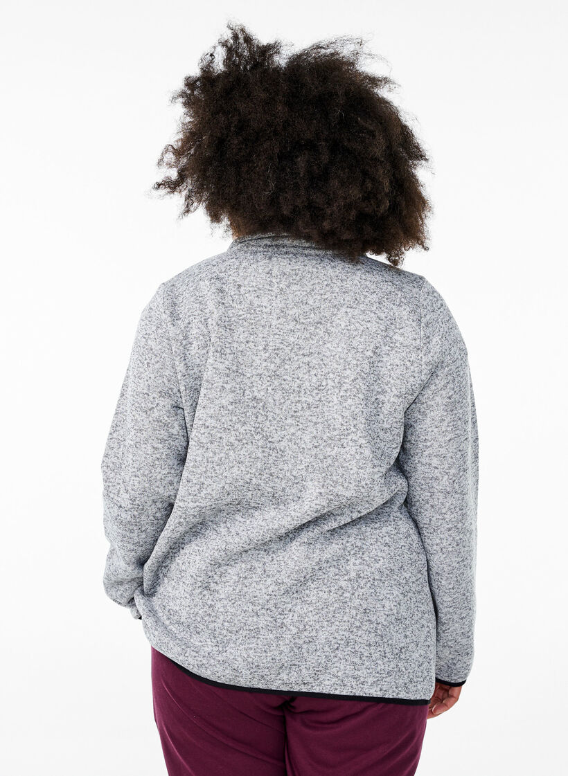 Jersey cardigan med h&oslash;j krave og lynl&aring;s, Gr&aring;, Model image number 2
