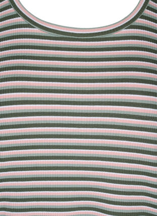 Stribet bluse med lange ærmer, Rosa/Green Stripe, Packshot image number 2