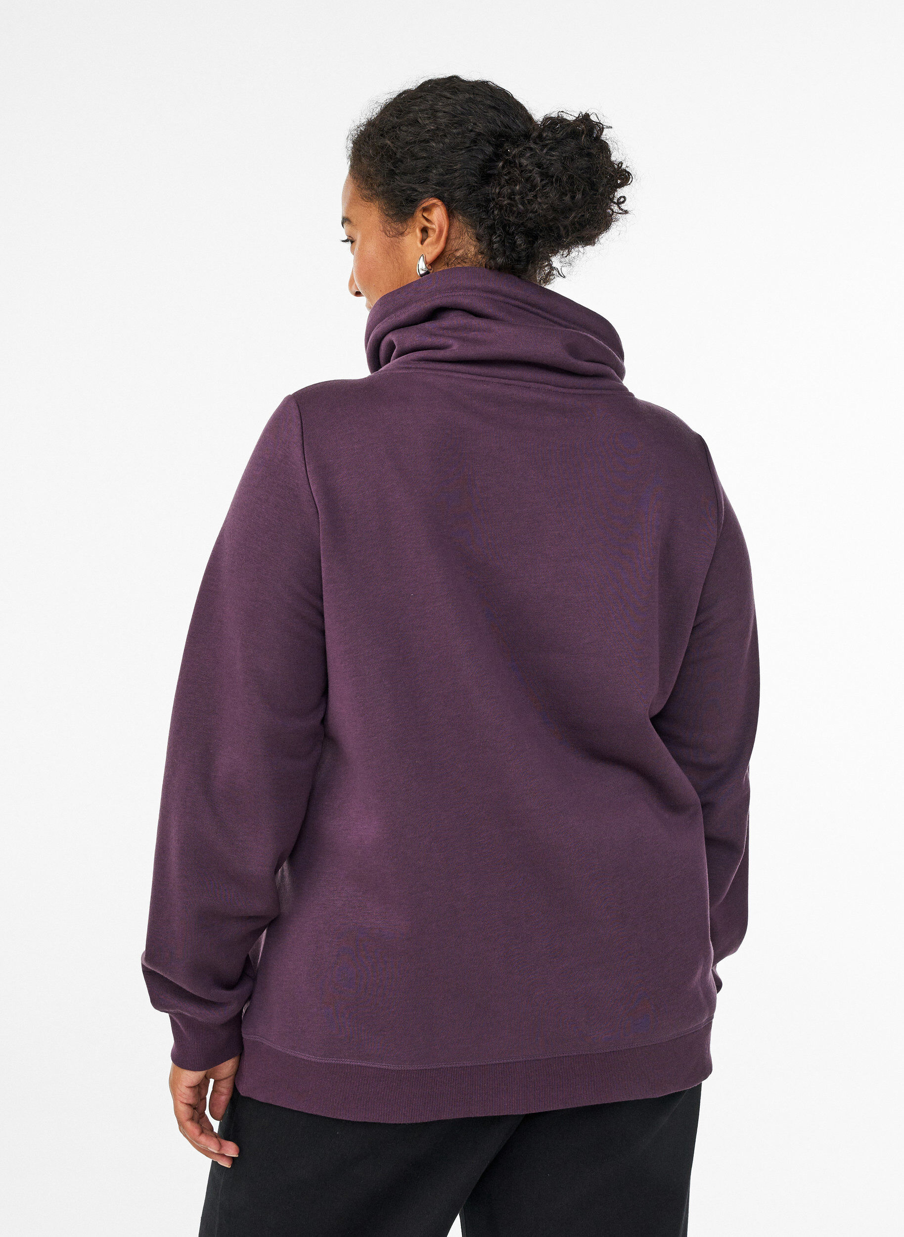 ZizziSweatshirt med h&oslash;j krave og lommer, Lilla, Model image number 2