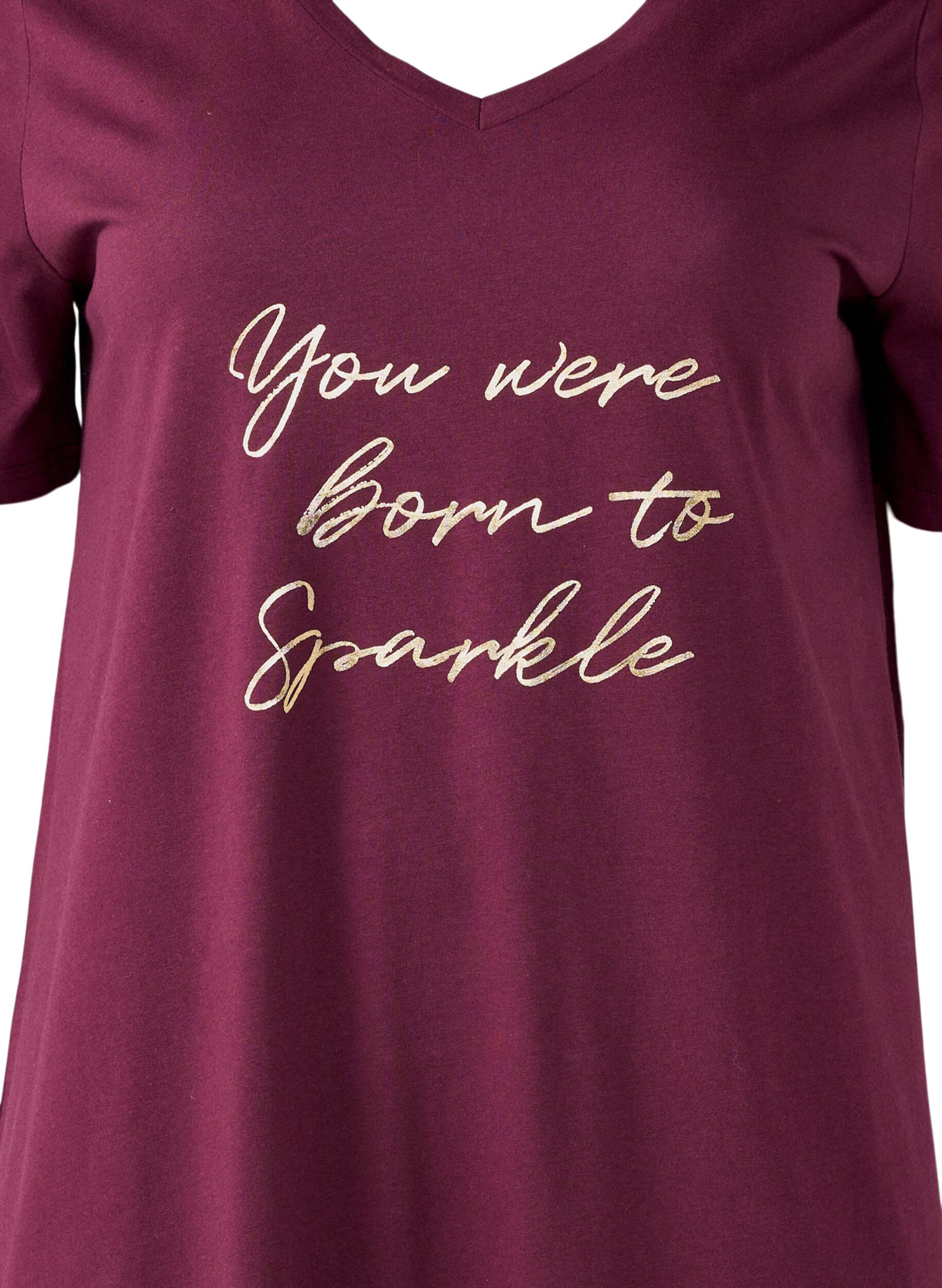 Zizzi Natkjole i &oslash;kologisk bomuld med v-hals , R&oslash;d, Packshot image number 2