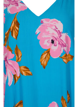Viskose midikjole med blomsterprint, Blue Pink Flower, Packshot image number 2