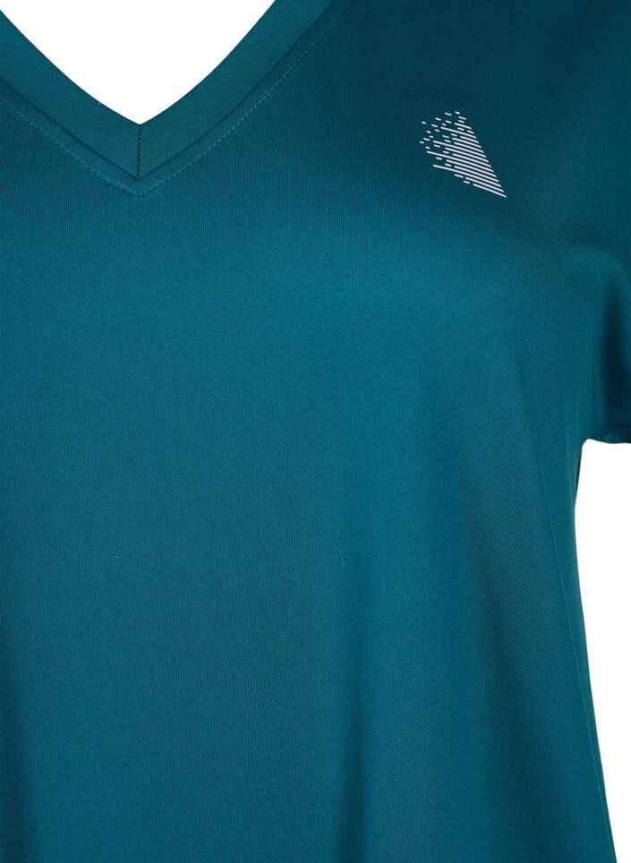 L&oslash;s tr&aelig;nings t-shirt med v-hals, Deep Teal, Packshot image number 2