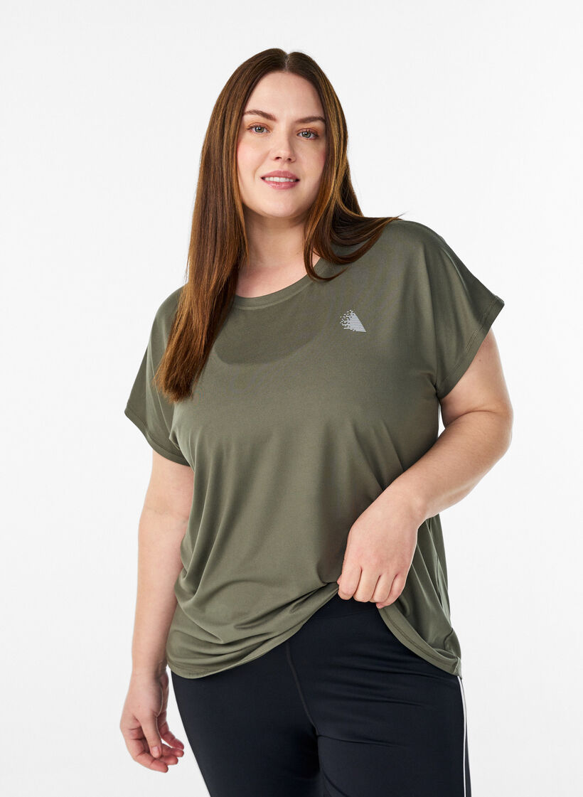 Ensfarvet tr&aelig;nings t-shirt, Gr&oslash;n, Model image number 0