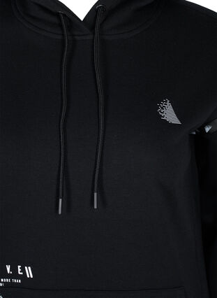 Lang sweatshirt med slids og lomme, Black, Packshot image number 2