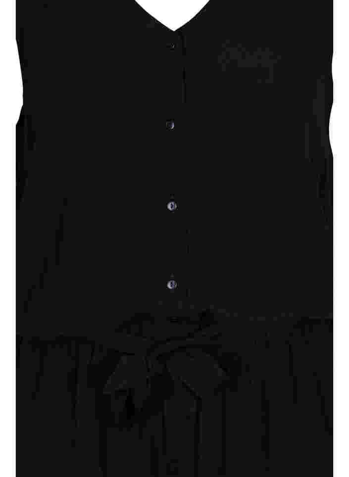 Viskose jumpsuit med knapper og bindesnøre, Black, Packshot image number 2