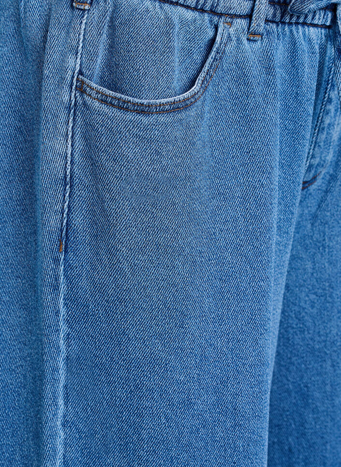 Loose fit jeans med elastisk talje og bindeb&aring;nd, Bl&aring;, Packshot image number 2