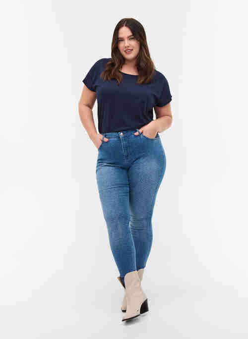 Printede Amy jeans med høj talje