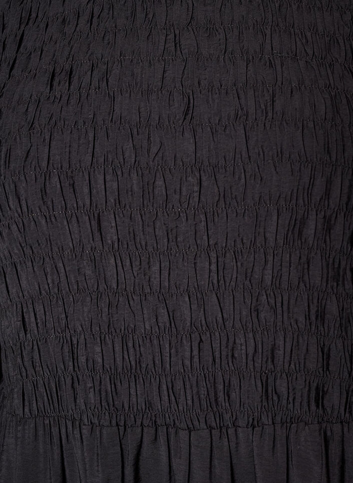 Midikjole i viskose med smock, Sort, Packshot image number 2