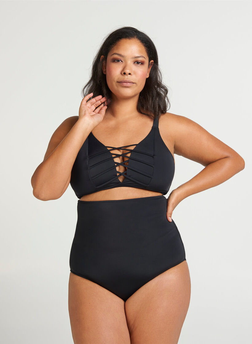 Bikini underdel med ekstra høj talje, Black, Model image number 2