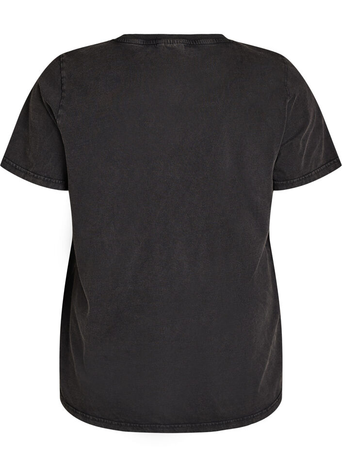T-shirt i &oslash;kologisk bomuld med grafisk udtryk, Sort, Packshot image number 1