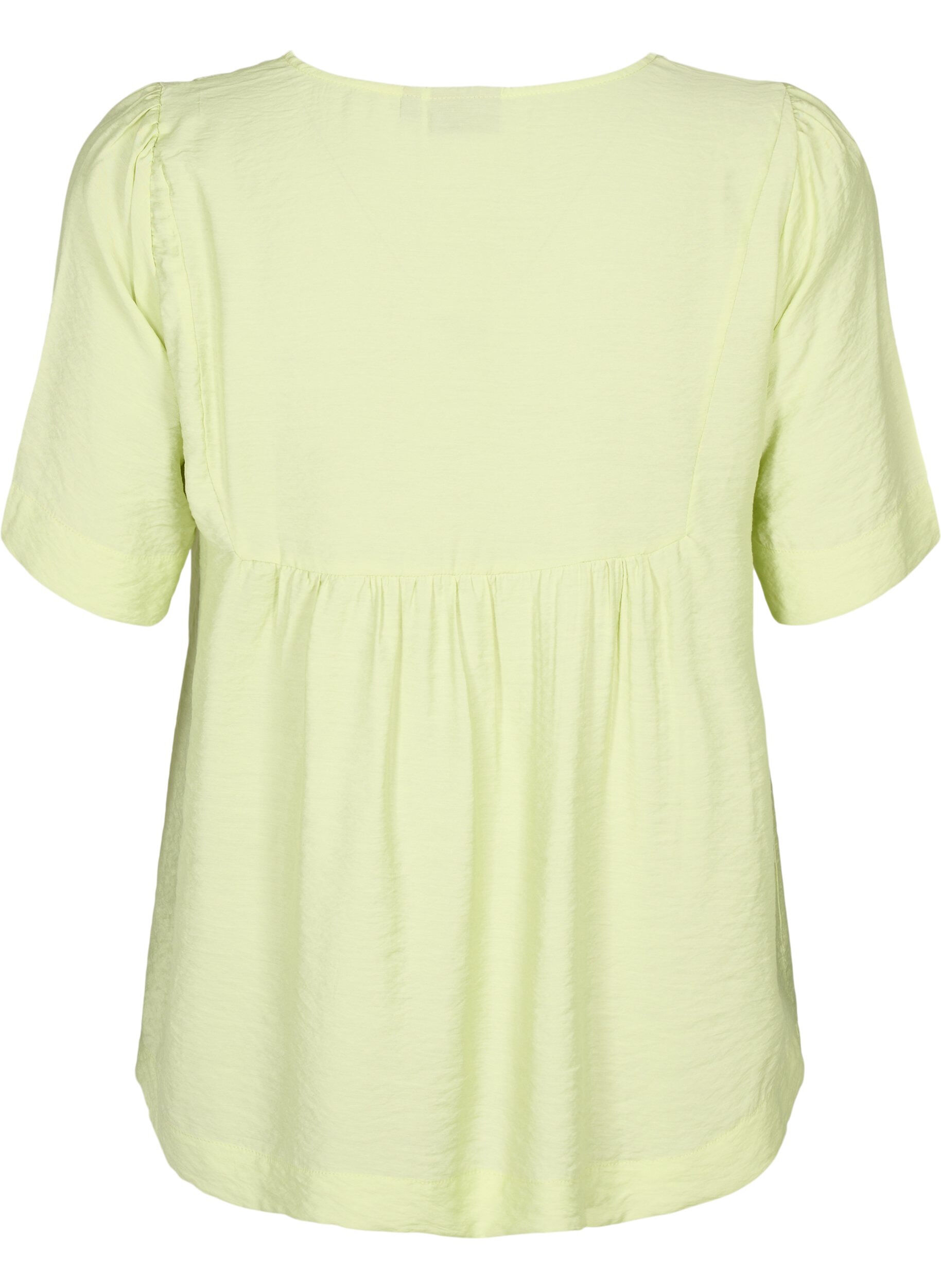 Zizzi Bluse med halvlange &aelig;rmer i viskose, Lily Green, Packshot image number 1