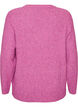 Meleret strikbluse med rund hals, Lilla, Packshot image number 1