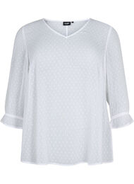 FLASH - Bluse med 3/4 ærmer og strukturmønster, White