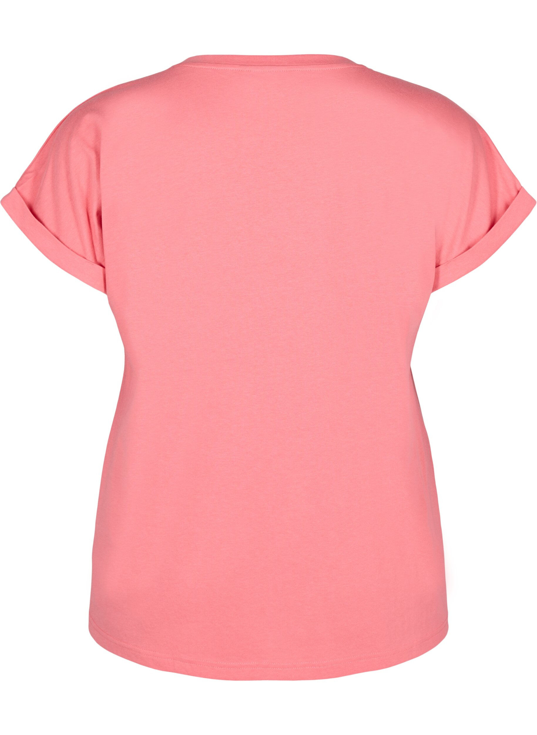ZizziKort&aelig;rmet t-shirt i bomuldsblanding, Lyser&oslash;d, Packshot image number 1