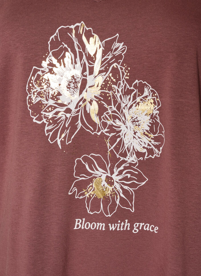 T-shirt i bomuld med frontprint og V-hals, Lyser&oslash;d, Packshot image number 2